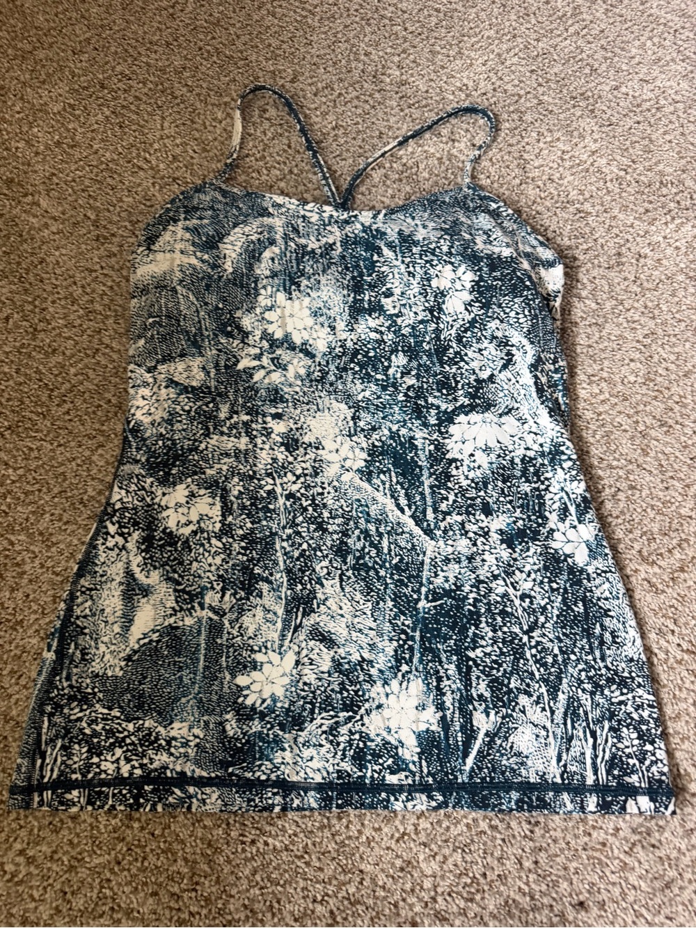 lululemon athletica Navy and White Floral Strappy Tank